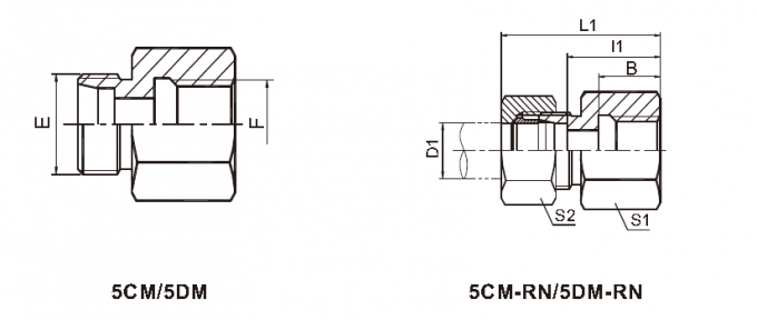 Metrisches hydraulisches weibliches passendes LÄRM 3865 Bsp Nickel 5CM/5DM überzogen