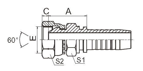 1 hydraulische Installationen des Zoll-BSP 60 Grad-Kegel Seat mit doppeltem Hexagon
